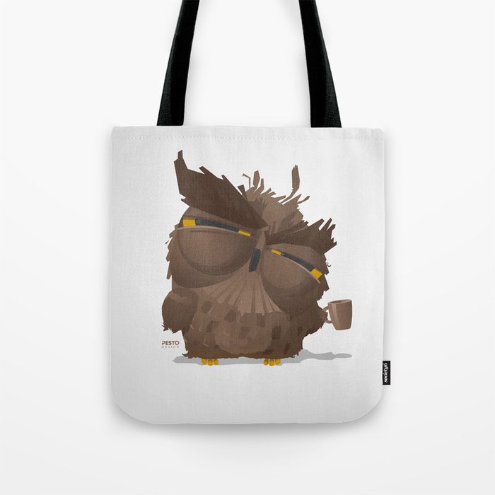 Grumpy coffee owl Tote Bag