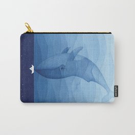 Whale blue ocean Carry-All Pouch | Kids, Whale, Waves, Boat, Painting, Ocean, Animal, Paperboat, Nature, Navy 