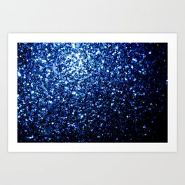 Dark Blue deep shiny faux glitter sparkles Art Print