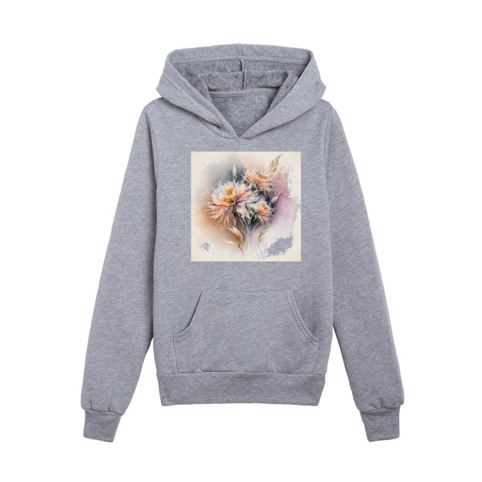 Lovely Watercolor Mums Kids Pullover Hoodie