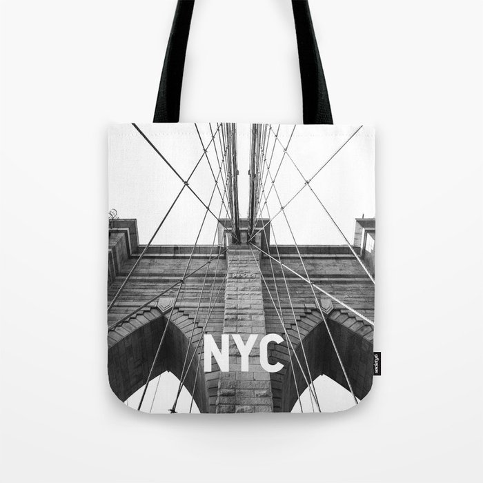 Brooklyn Bridge NYC | Black and White Photography | Minimalist Tote Bag