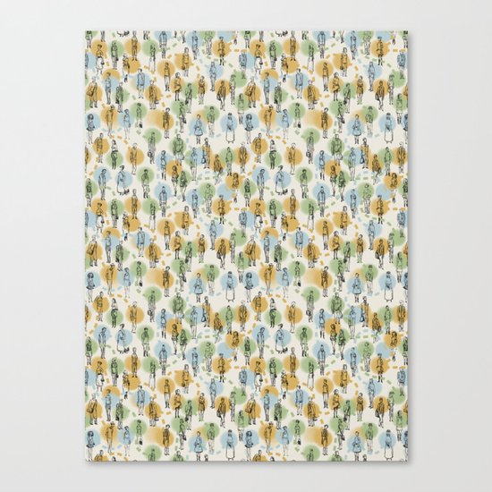 64 Popular People and a Dog (Pattern) Canvas Print