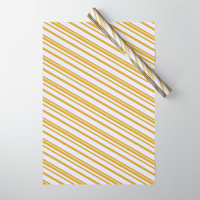 Goldenrod & Lavender Colored Lined/Striped Pattern Wrapping Paper