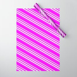 [ Thumbnail: Fuchsia and Mint Cream Colored Lined/Striped Pattern Wrapping Paper ]