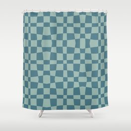 Wonky Check - Teal Shower Curtain