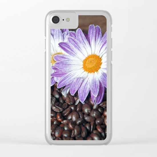 COFFEE & VIOLET DAISY Clear iPhone Case