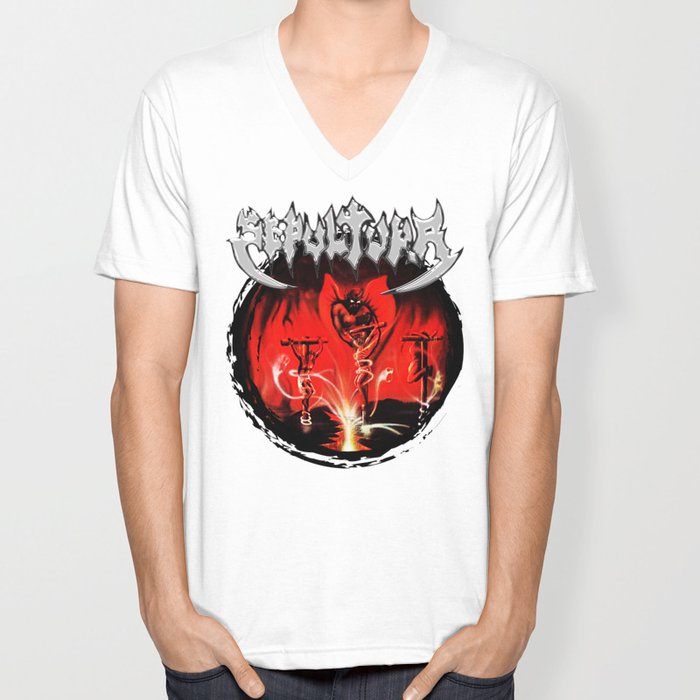 Sepultura Morbid Visions V Neck T Shirt by Alejandro Garcia