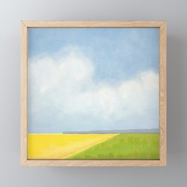 Abstract Landscape With Flowers and Blue Sky Framed Mini Art Print