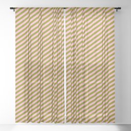 [ Thumbnail: Green and Light Pink Colored Lines/Stripes Pattern Sheer Curtain ]