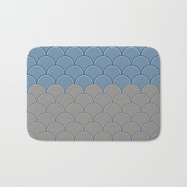 Geometric Circle Shapes Beachy Fish Scale Pattern in Blue and Gray Bath Mat | Scaley, Blue, Fishscale, Pattern, Abstract, Scaly, 19Monkeys, Beachy, Shapes, Geometric 