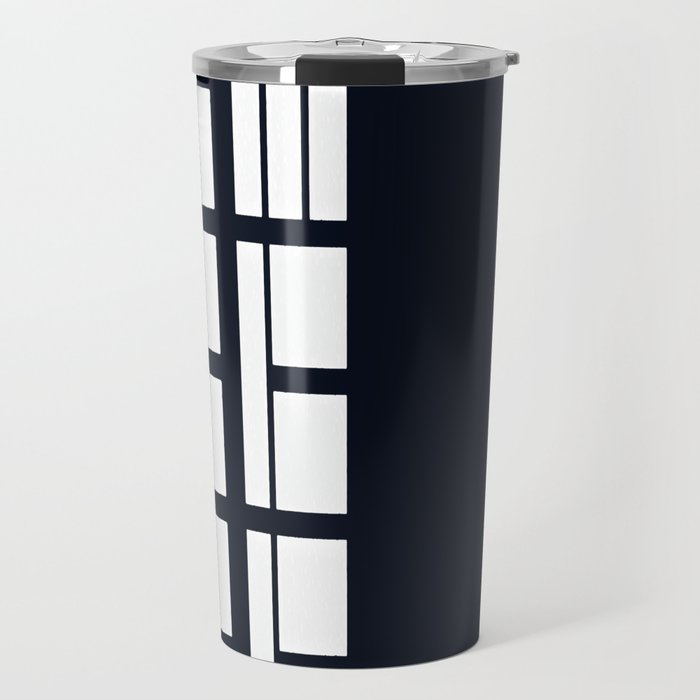 Black and White Rectangles Geometric Travel Mug