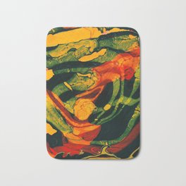 Wild Safari Bath Mat | Arteabstracto, Paper, Tropical, Green, Africa, Orange, Intense, Warm, Acrylic, Ebru 