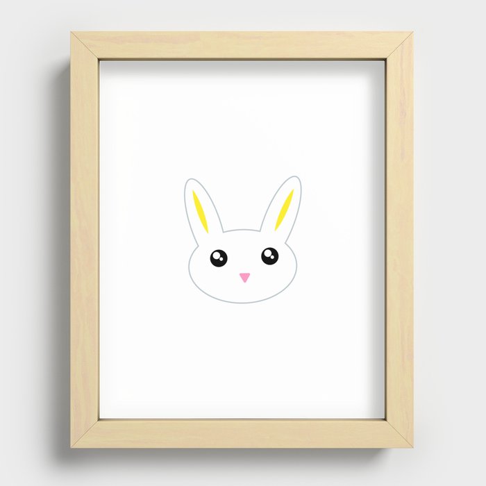 Cute Cute Bunny - Grey Recessed Framed Print