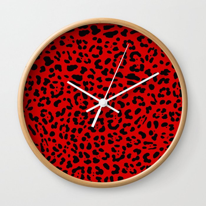 Punk Rock Red Leopard Pattern Wall Clock