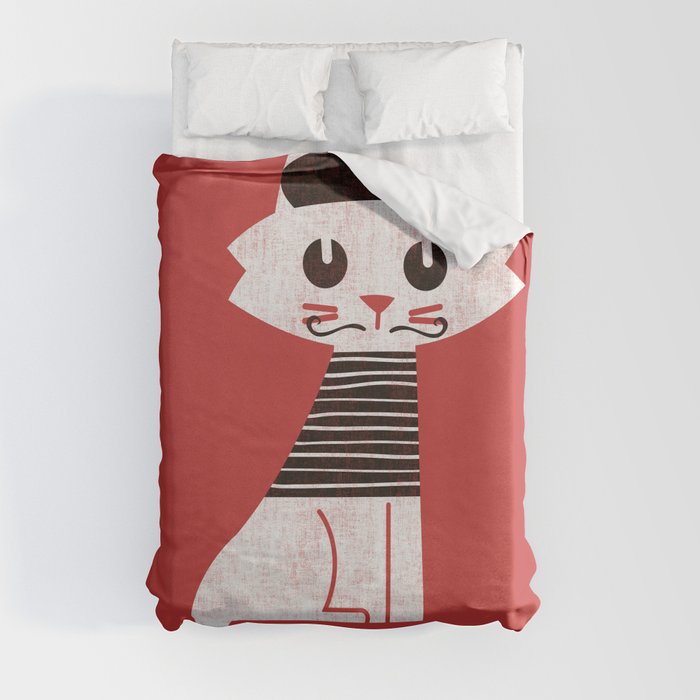 Mark the cat goes to Paris Duvet Cover