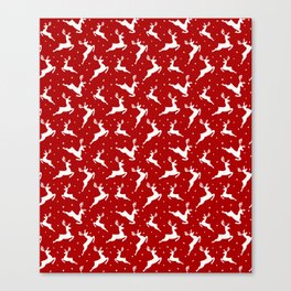 Christmas Reindeer Red Pattern Canvas Print