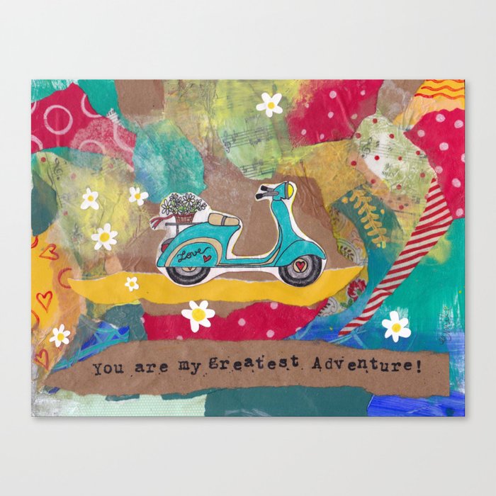 You are my Greatest Adventure - Turquoise Vespa  Canvas Print