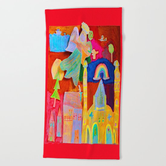 Rainbow Angel Beach Towel