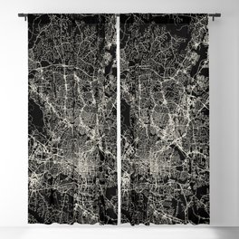 Raleigh USA - Black and White City Map Blackout Curtain