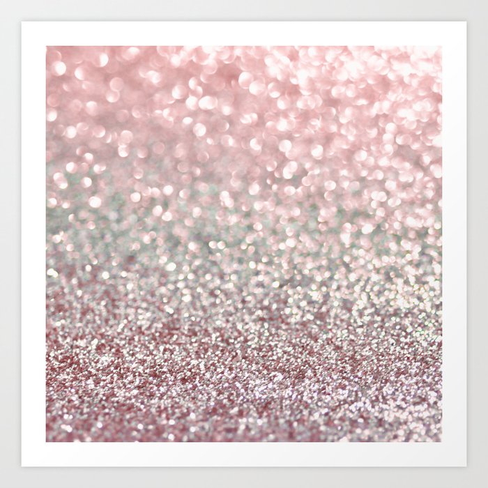 Girly Pink Snowfall Art Print