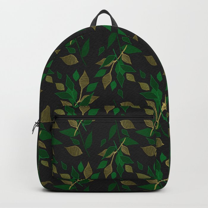 Green and Gold Leaf Foliage Backpack