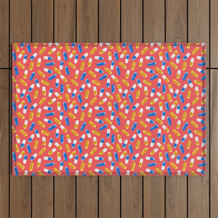 PILLS PATTERN ( JUICY RED | BLUE | GOLDEN YELLOW ) Outdoor Rug