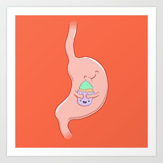 My Stomach Loves Cupcakes Art Print