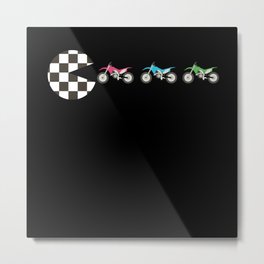 Pit Crew Bike Racing Checkered Flag Bike Racing Motorcycle Metal Print