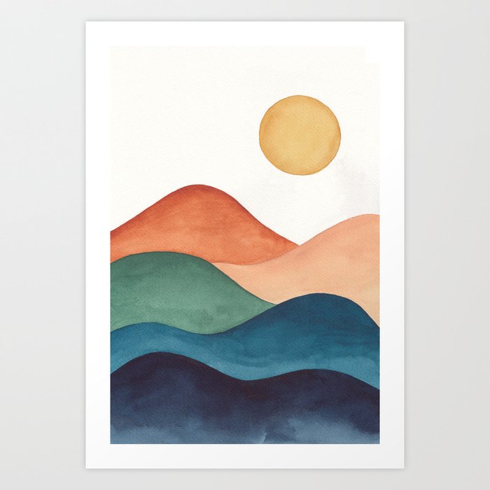 Colorful Abstract Mountains Art Print by Kris Kivu | Society6