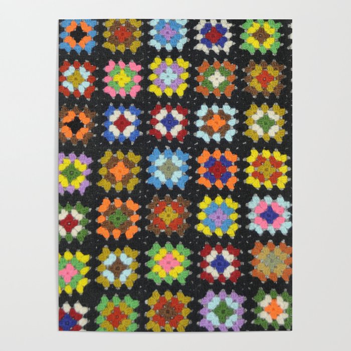 Crochet Granny Squares // Bright Poster