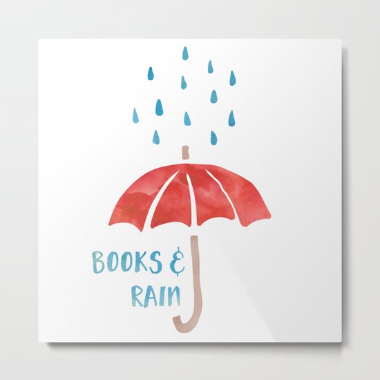 Books and Rain Metal Print