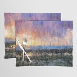 Prismatic Sunrise Showers Abstract Drip Paint Landscape Placemat