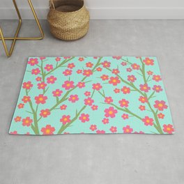 Blooming - coral on seafoam 1 Area & Throw Rug