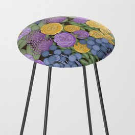 Romantic Bohemian Floral and Thistle Pattern // Purple, Lavender, Sage, Green, Brown, Yellow, Blue Counter Stool