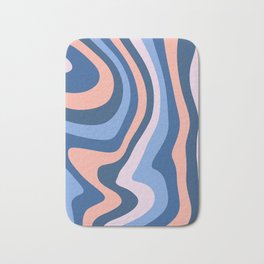 Retro Liquid Swirl Contemporary Abstract in navy blue rose pink Bath Mat