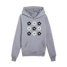 Smiley Daisy - Black & White Kids Pullover Hoodies