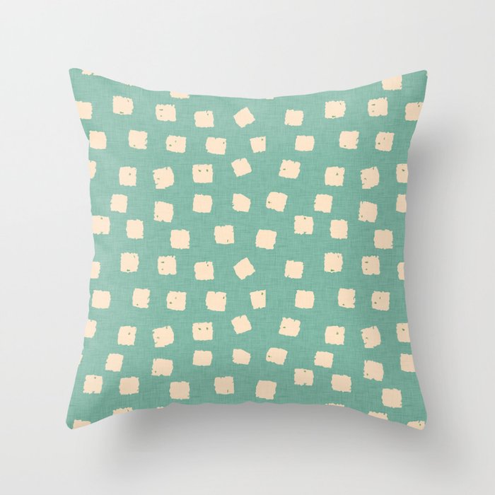 Mosses Cube Blue Throw Pillow