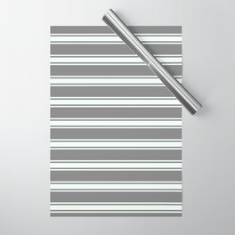[ Thumbnail: Gray & Mint Cream Colored Stripes Pattern Wrapping Paper ]