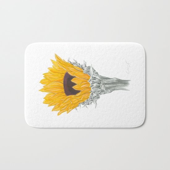 Sunflower 01 Botanical Flower Bath Mat