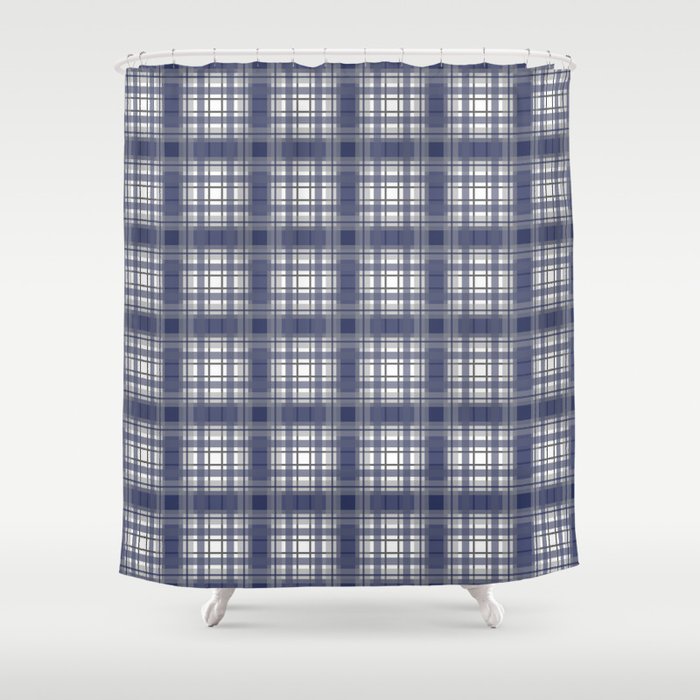 Navy Blue And Gray Plaid Shower Curtain, Red Blue Plaid Shower Curtain