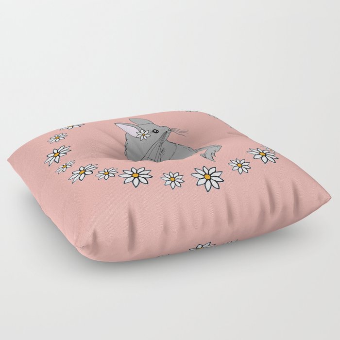Daisy Chinchilla Flower Crown Border Floor Pillow By