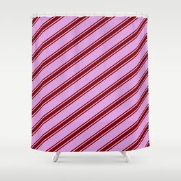[ Thumbnail: Plum & Maroon Colored Lines/Stripes Pattern Shower Curtain ]