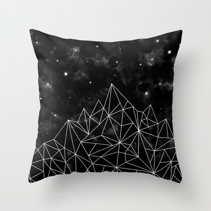 geometric mountain black & white Throw Pillow