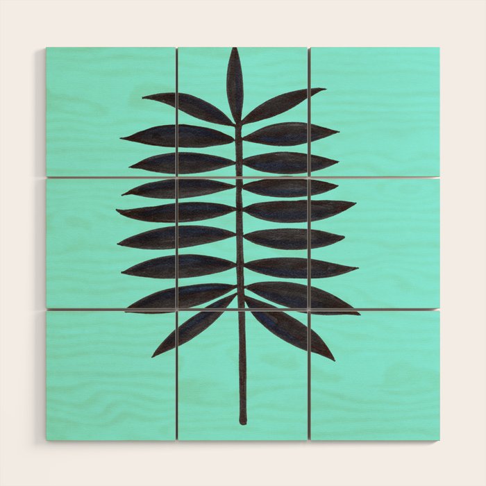Black Palm Leaf Wood Wall Art by Janremi Society6