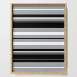 Classic black , gray and white stripes pattern Serving Tray