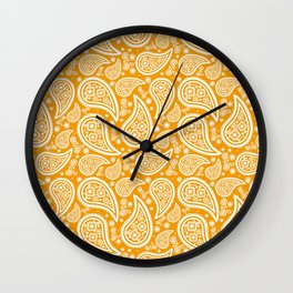 Paisley (White & Orange Pattern) Wall Clock