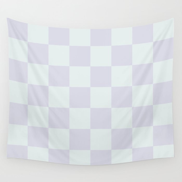 Pastel Gray Large Checkers Wall Tapestry