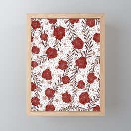 Red Roses Pattern Framed Mini Art Print