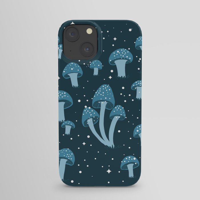 Magic Mushrooms in Deep Blue iPhone Case