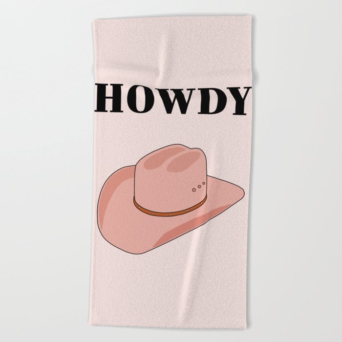 Howdy - Cowboy Hat Peach Beach Towel